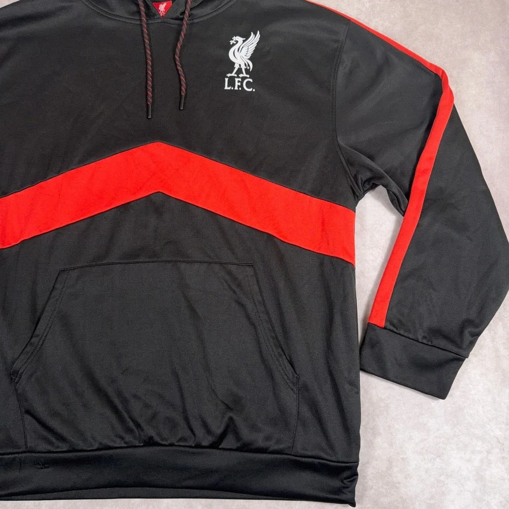 Liverpool FC Hoodie Official LFC Product Polyester Chevron XL Black Red Soccer - Picture 3 of 10